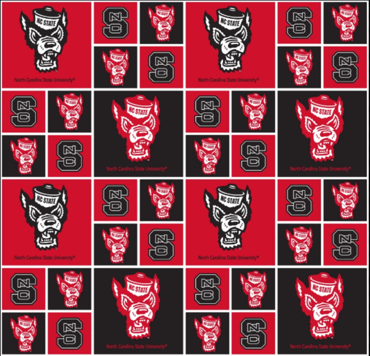 Licensed NCAA North Carolina State University Block Cotton NCS 020 Fabric by the Yard
